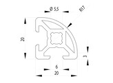 BSB Profil 20x20R  Abgerunded Nut 6