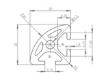 ISB Profil 20x20 R90 nut 5  gerundet  L3060mm