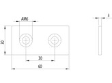 ISB Bevestigingsplaat Nut 6 30x60 t 3mm  2x AM6