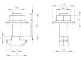 BSB Kit de vis en T M8x25 avec rainure a embase ESD