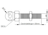 UNI threaded rod with ball O15 M8x35  ESD