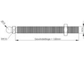 UNI threaded rod with ball O15 M16x150  ESD