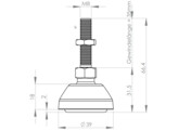 UNI adjustable foot set O40 PA with threaded rod M8x35  incl anti-slip