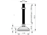 UNI Pied reglable  O60 PA avec Tige filetee M12x100  avec antiderapant