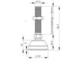 UNI Stelvoetset O40 PA met draadstang M12x55  incl anti slip