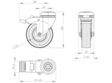 UNI Caster O75 with bolt hole O13 and brake