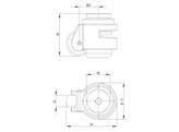 UNI Roulette pivotante O50/pied reglable O71  extensible man. jusqu a 10mm 200kg